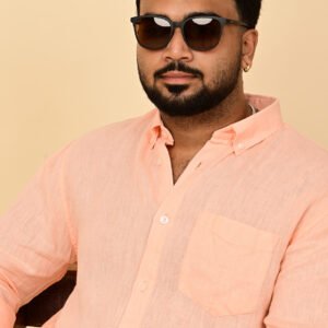 Peach Pure Linen Full Sleeve Shirt