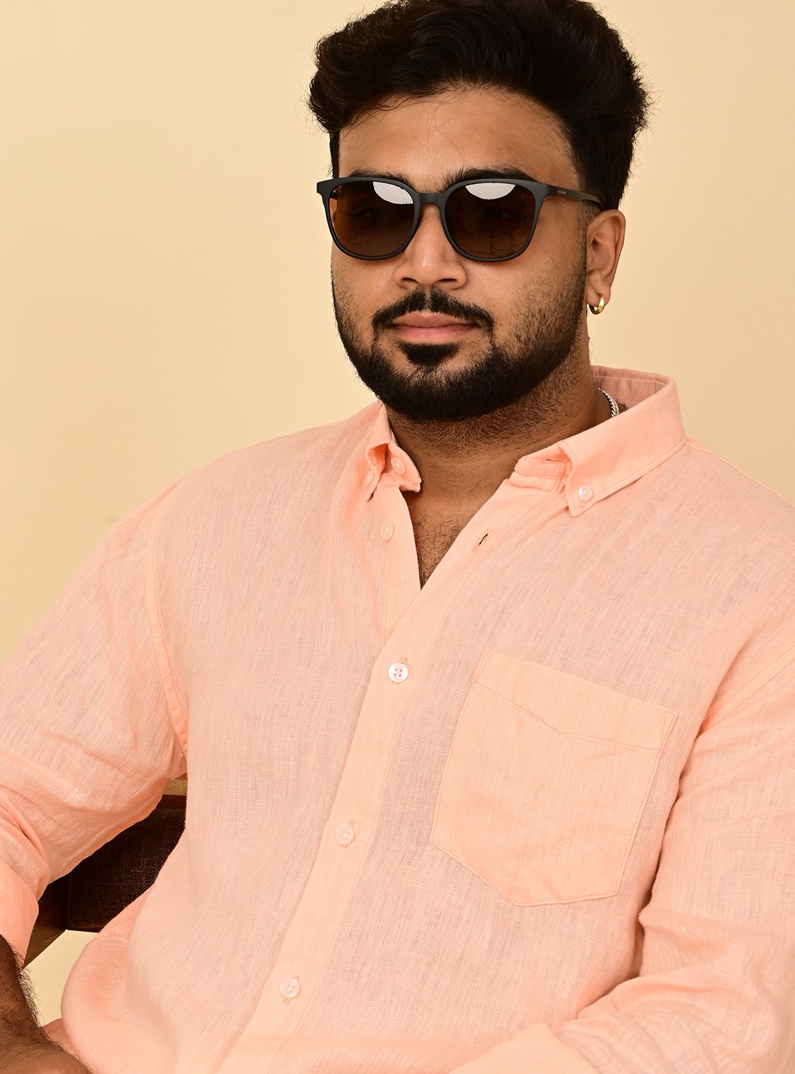 Premium Peach Pure Linen Shirt for Men by Itcha Peach Pure Linen Full Sleeve Shirt
