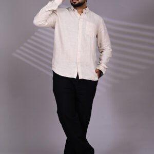 Home Premium ivory linen shirt featuring lightweight natural linen fabric.