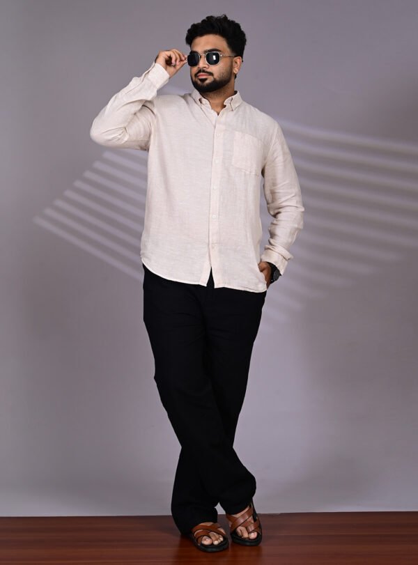 Home Premium ivory linen shirt featuring lightweight natural linen fabric.